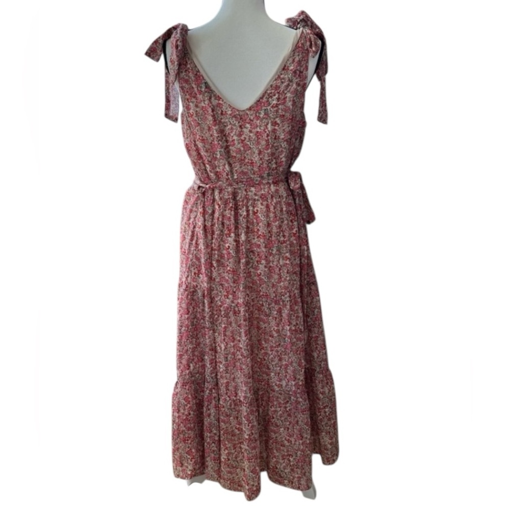 Lucy Paris Floral Pink Tiered V-Neck Maxi Dress XL